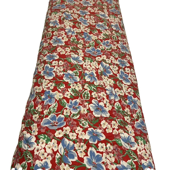 Ralph Lauren Bedding Falmouth King Fitted Sheet Vtg Red Floral Country *flaw - Picture 1 of 5